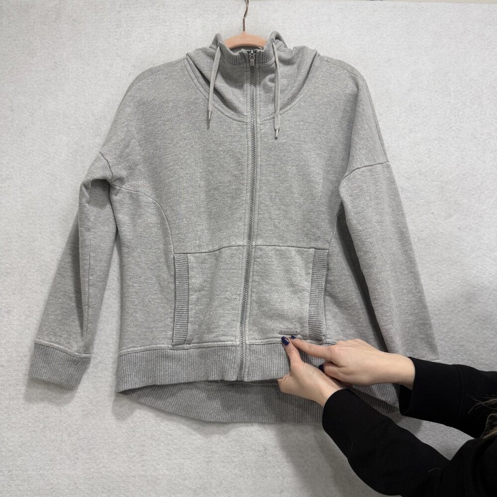 Athleta Hoodie Sweatshirt Womens Medium Gray Full Zip Hooded Jacket Cotton - Picture 7 of 11